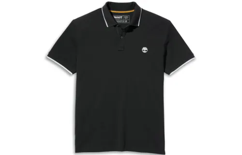 Timberland Polo Shirts Men's Black Polo Collar Moderate Straight Fit