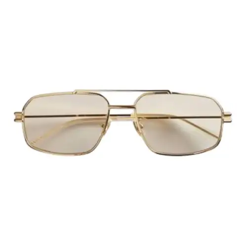 Bottega Veneta Metal Rectangular Sunglasses Unisex Gold