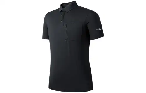 ANTA Polo Shirts Men's Black Crew Neck Moderate Straight Fit