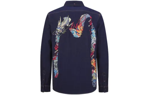 EVISU Shirts Men's Denim Blue Moderate Shirt
