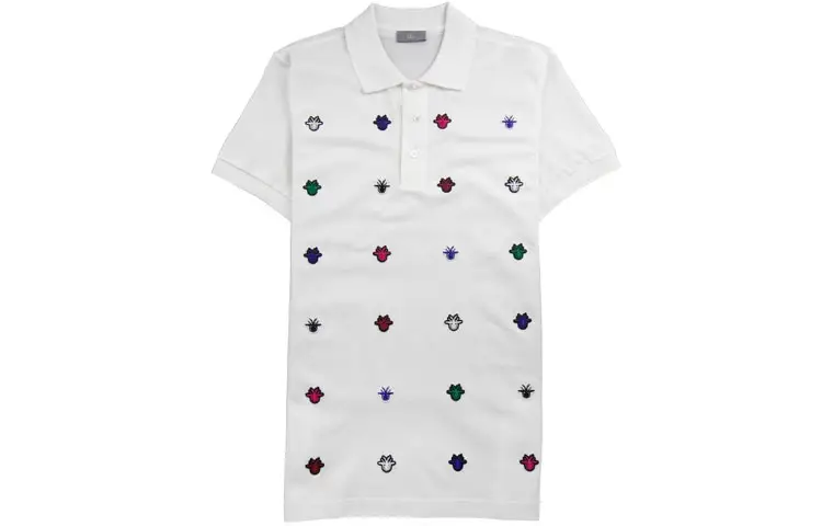 DIOR Quarterly New Products Polo Shirts Men's White Polo Collar Moderate Straight Fit
