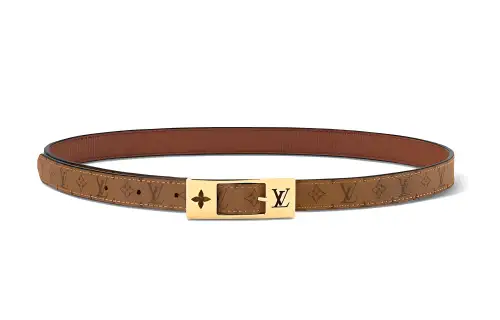 LOUIS VUITTON Canvas Leather Belts Unisex Brown Width 1.8cm