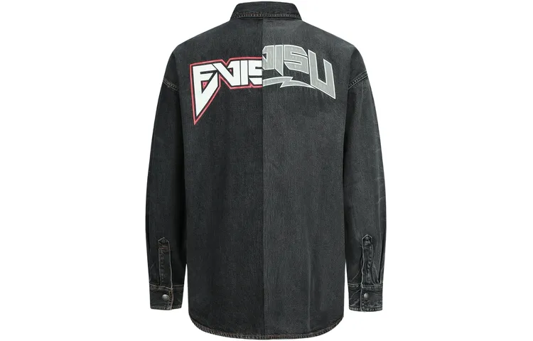 EVISU Shirts Men's Black Gray Color Lapel Moderate Other