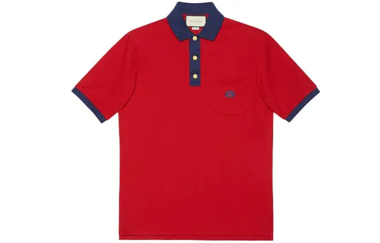 GUCCI Polo Shirts Men's Red Polo Collar Moderate Straight Fit