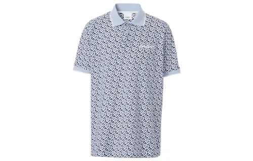 Burberry Polo Shirts Men's Blue Polo Collar Moderate Straight Fit