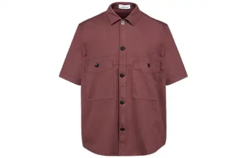 STONE ISLAND Shirts Men's Dark Red Square Collar Moderate Straight Fit