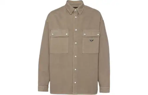 PRADA Shirts Men's Khaki Pointed Collar Moderate Other