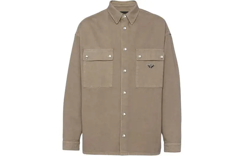 PRADA Shirts Men's Khaki Pointed Collar Moderate Other