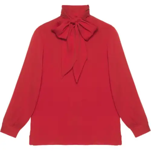 GUCCI Shirts Men's Red Scarf Collar Moderate Shirt