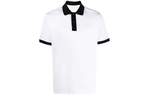 PRADA Polo Shirts Men's White Polo Collar Moderate Straight Fit