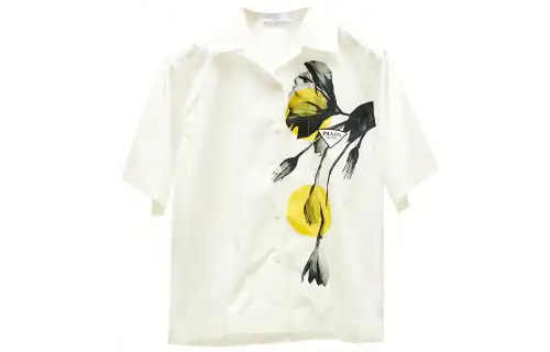 PRADA Shirts Men's White Lapel Moderate Other