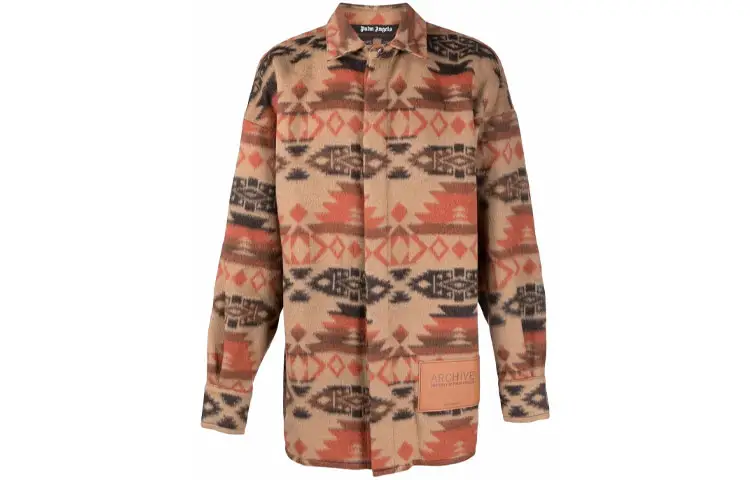PALM ANGELS Shirts Men's Brown Lapel Moderate Other
