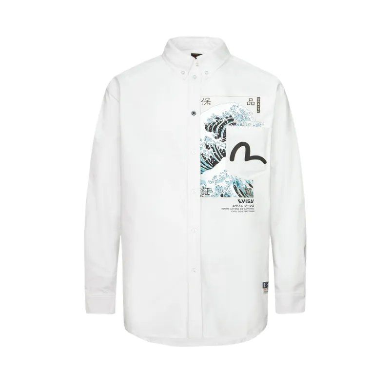 EVISU Shirts Men's White Lapel Moderate Other