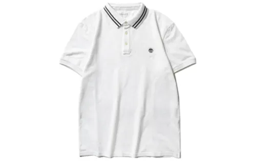 Timberland Polo Shirts Men's White Polo Collar Moderate Straight Fit