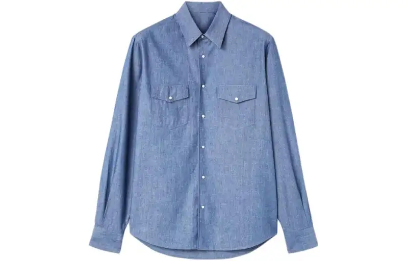 Loro Piana Shirts Men's Blue Pointed Collar Moderate Other