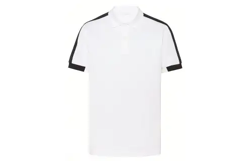 PRADA Polo Shirts Men's White Polo Collar Moderate Straight Fit