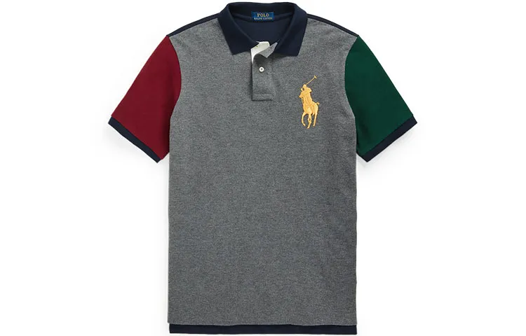 Polo Ralph Lauren Big Pony Polo Shirt Custom Slim Fit Men's Gray Multicolor