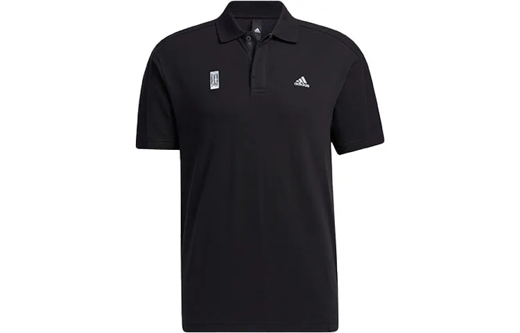 Adidas Polo Shirts Men's Black Polo Collar Moderate Straight Fit