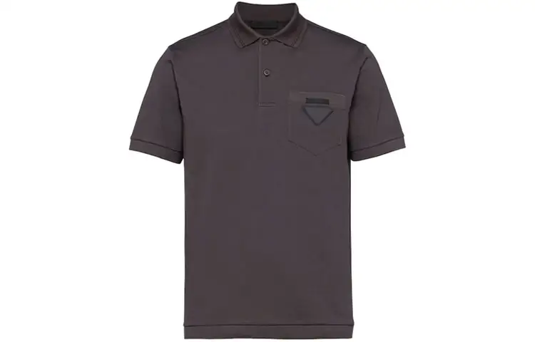 PRADA Polo Shirts Men's Dark Gray Polo Collar Moderate Straight Fit