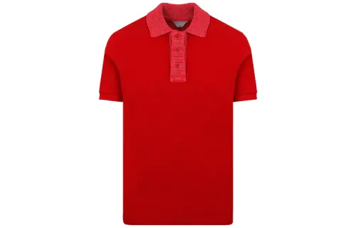 Bottega Veneta Polo Shirts Men's Red Polo Collar Moderate Straight Fit