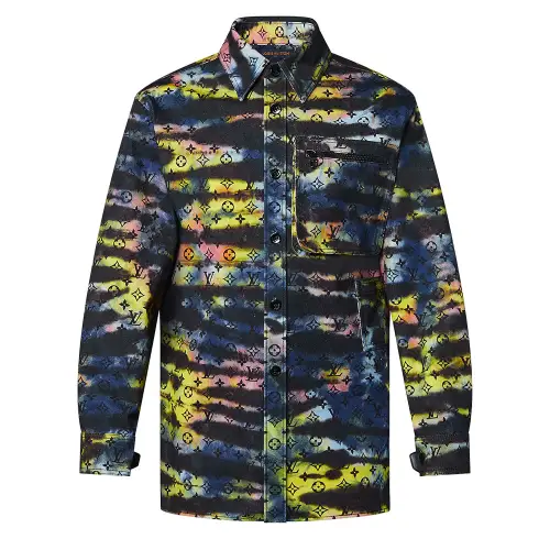 LOUIS VUITTON Printed Monogram Tie Dye Denim Shirt