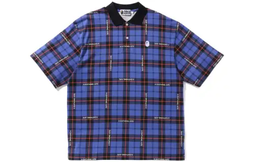 Bape Logo Check Relaxed Fit Polo