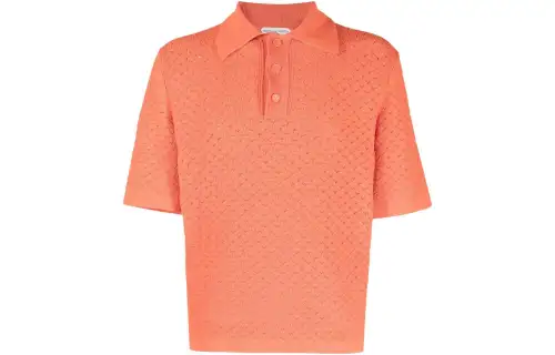 Bottega Veneta Polo Shirts Men's Orange Polo Collar Moderate Straight Fit