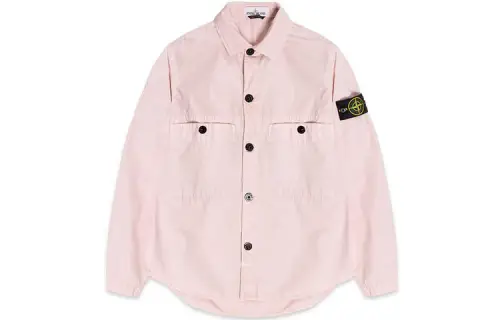 STONE ISLAND Shirts Men's Light Pink Lapel Thickened Shirt