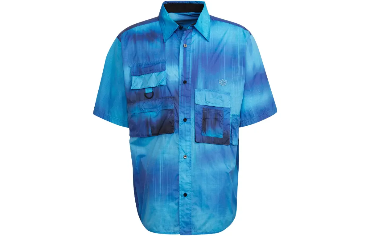 Adidas Shirts Men's Blue Lapel Moderate Straight Fit
