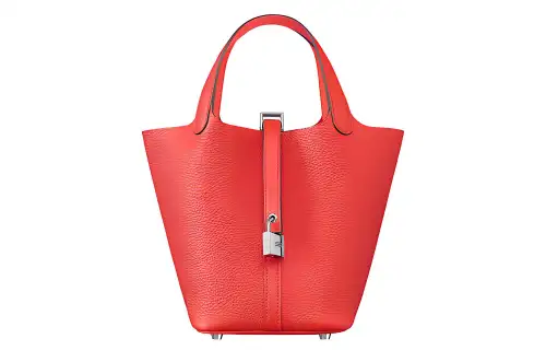 HERMES Picotin Lock Clemence Bullock Leather Basket Bag, Bucket Bag, Handbag 22 Women's 0E Rose Texas Pink
