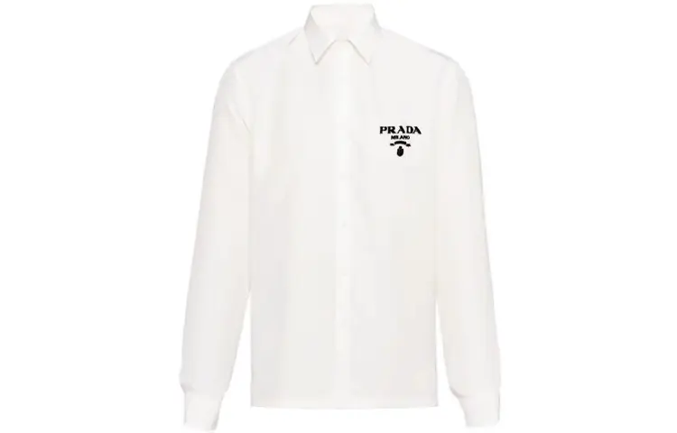 PRADA Shirts Men's White Lapel Moderate