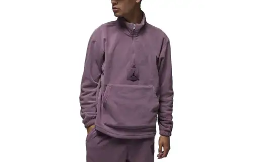 Jordan Essentials Solid Color Logo Badge Half Zip Design Thickened And Fleece Lined Sports Sweatshirt Men's Sky Purple