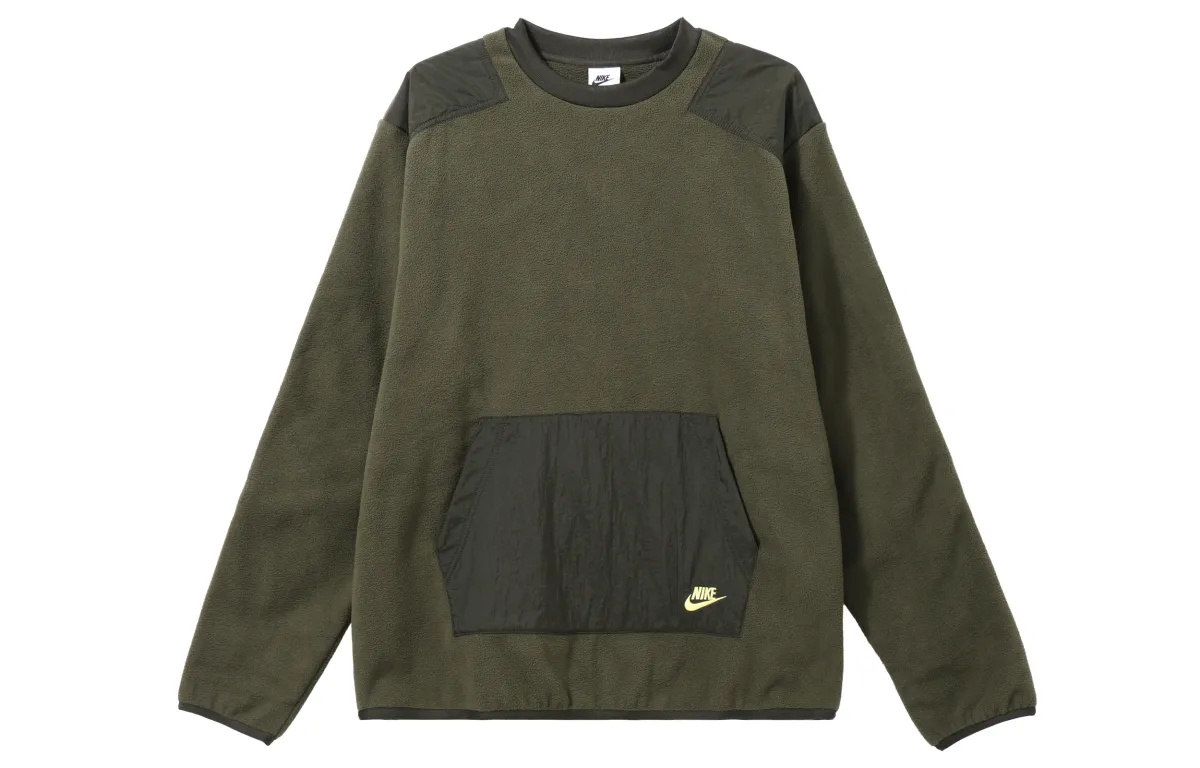 Nike Solid Color Patchwork Color Block Fabric With Velvet Round Collar And American Style Sleeves Sweatshirt Men's