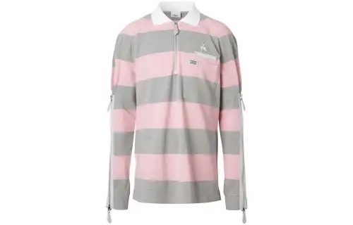 【Previous Season】long-sleeved zip detail striped polo shirt