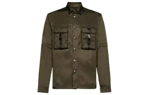 PRADA Shirts Men's Brown Lapel Moderate Other