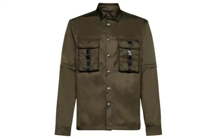 PRADA Shirts Men's Brown Lapel Moderate Other