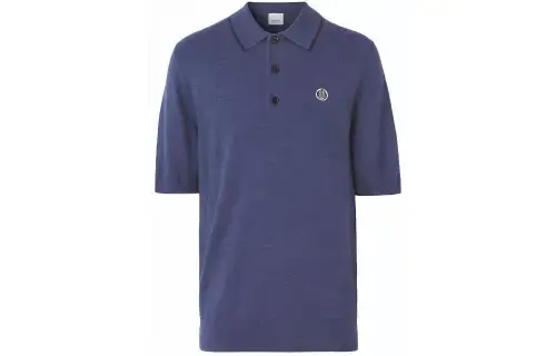 Burberry Polo Shirts Men's Blue Polo Collar Moderate Straight Fit