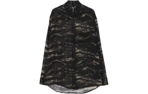 Yohji Yamamoto Yohji Yamamoto Ground Y SS24 zebra pattern button chiffon long-sleeved shirt, same style for men and women, khaki