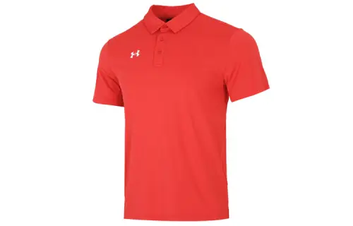 Under Armour Polo Shirts Men's Red Polo Collar Moderate Straight Fit