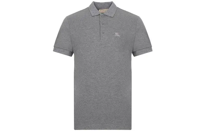 Burberry Polo Shirts Men's Light Gray Polo Collar Moderate Straight Fit