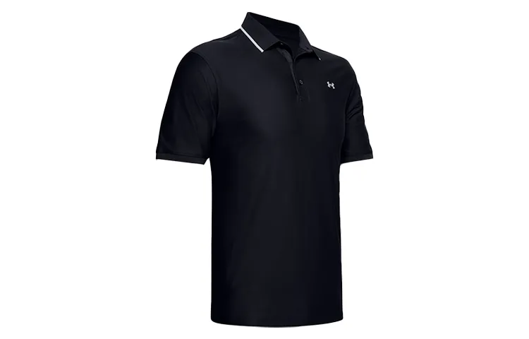 Under Armour Playoff Polo Shirts Men's Black Polo Collar Moderate Straight Fit