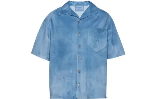 PRADA Shirts Men's Interstellar Blue Cuban Collar Moderate Other