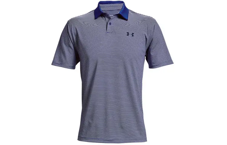 Under Armour Performance Polo Shirts Men's Blue Polo Collar Moderate Straight Fit