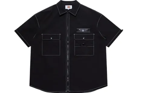 Dickies Shirts Unisex Black Square Collar Moderate Workwear