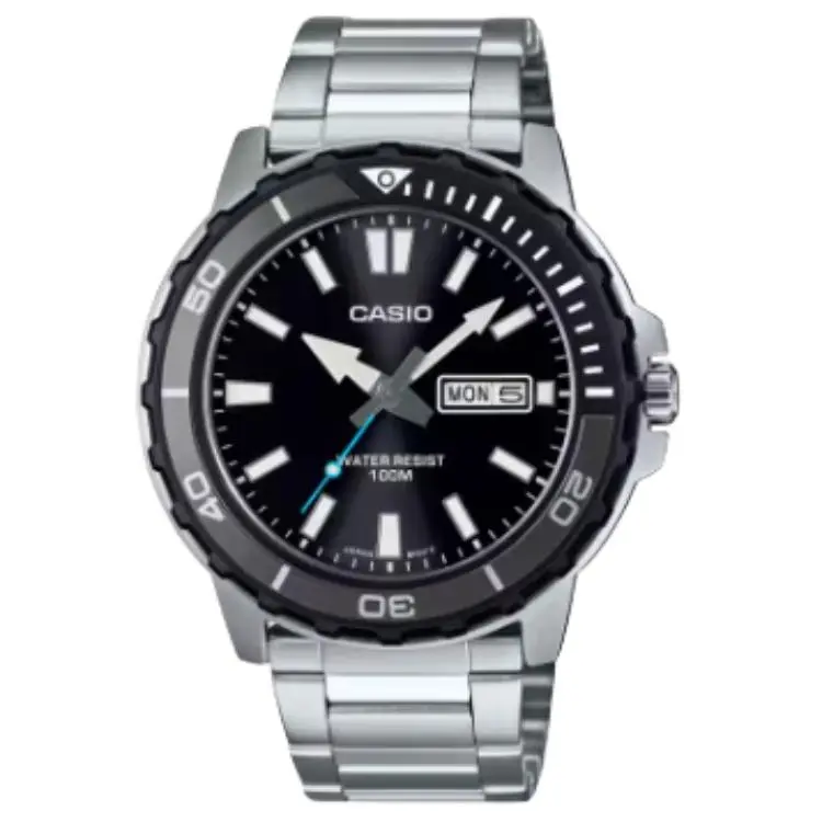 CASIO STANDARD Quartz Movement Stainless Steel Strap Watch Unisex Black Dial