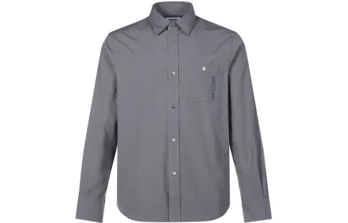 KENZO Shirts Men's Gray Lapel Moderate Straight Fit