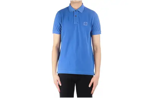 STONE ISLAND Polo Shirts Men's Blue Polo Collar Moderate Straight Fit