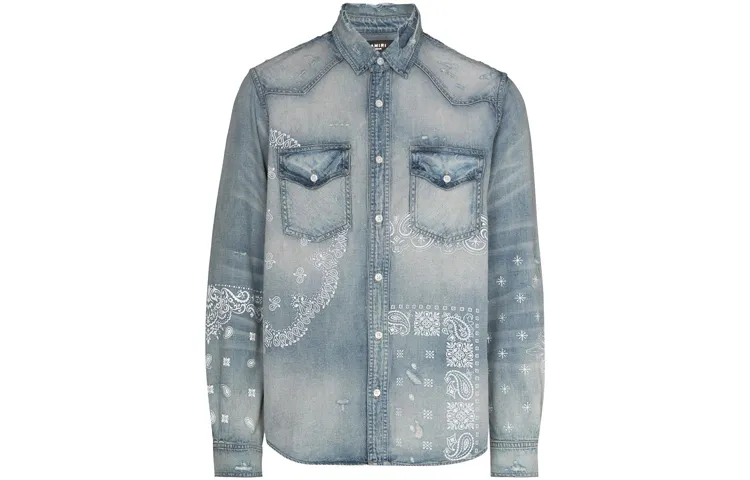 AMIRI Bandana Print Denim Shirt
