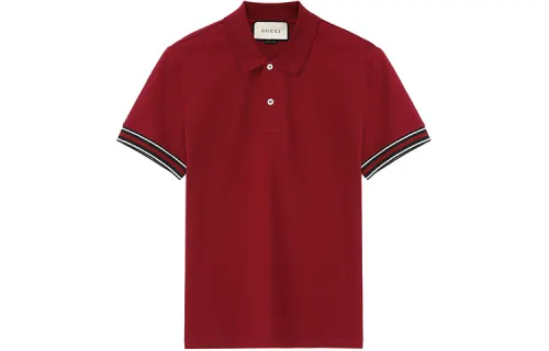 GUCCI Polo Shirts Men's Red Polo Collar Moderate Straight Fit