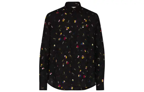 SAINT LAURENT Shirts Men's Black Lapel Moderate Shirt